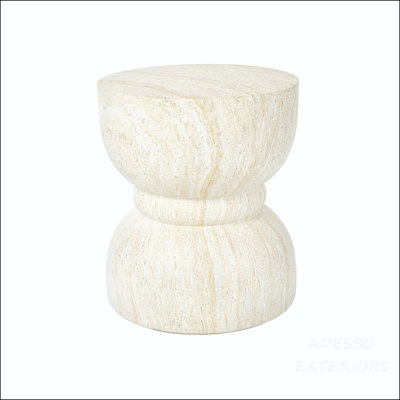 Waisted MGO Side Table with Travertine Finish