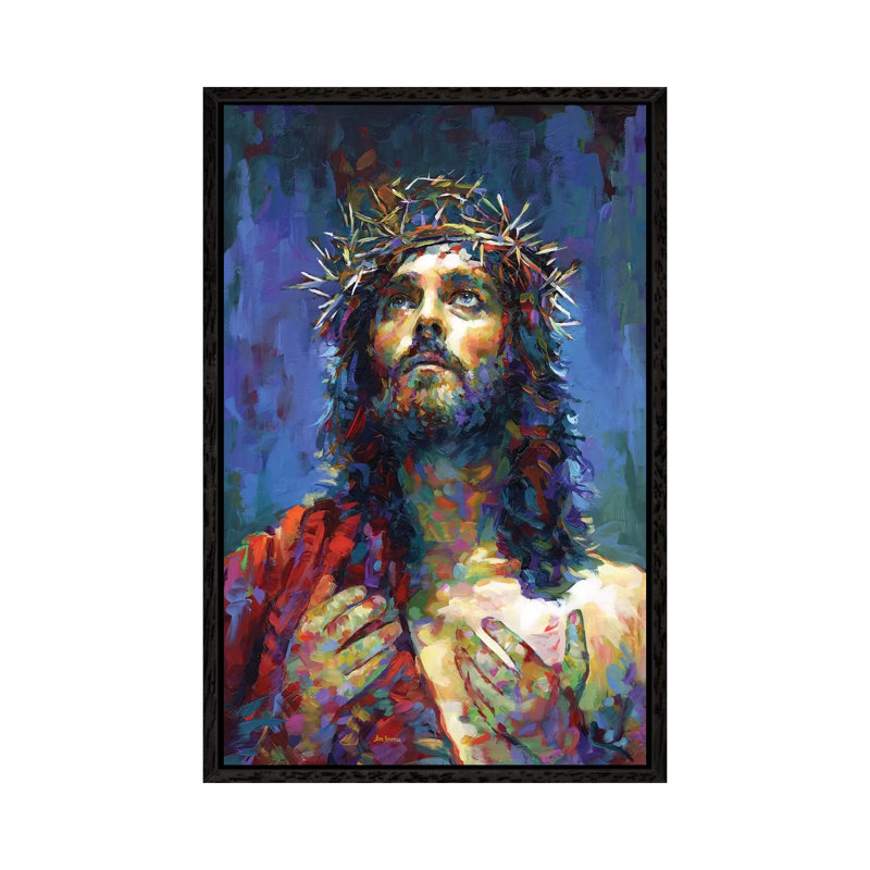 Jesus Christ by Leon Devenice - Painting on Canvas, 152.5 cm H x 101.5 cm W, Black Framed Canvas