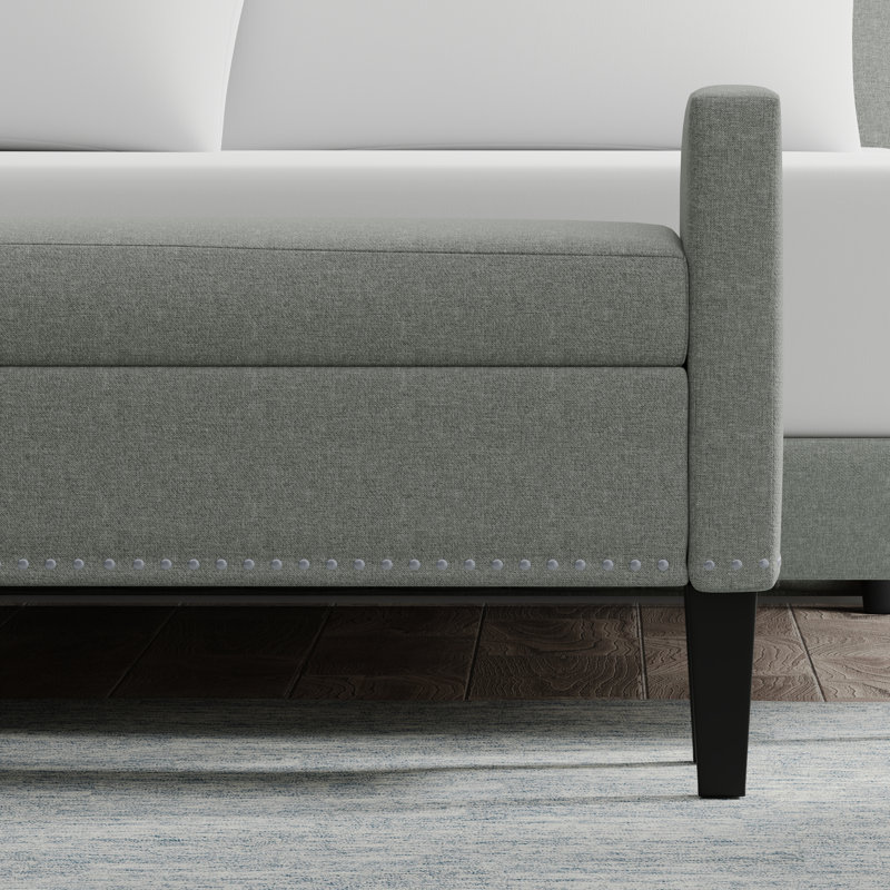 Banc de rangement rembourré Macrina, Pierre, H 24 po x l 51,77 po x P 17,8 po