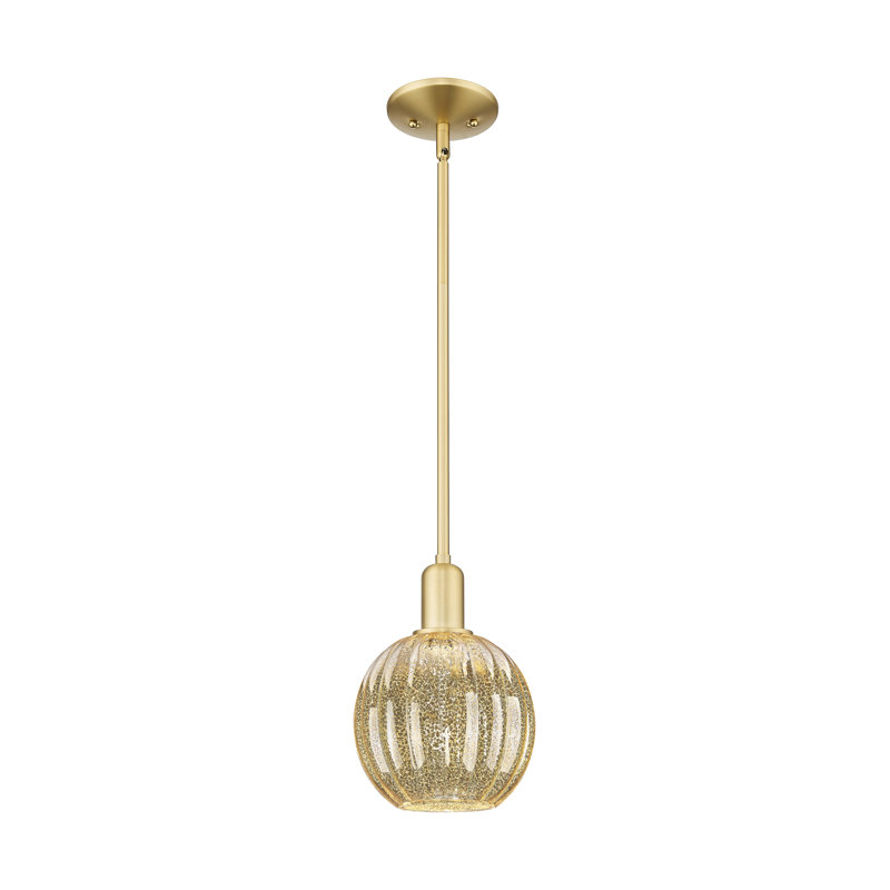 Downtown Urban - Preston - Mini-luminaire suspendu à tige sphérique 1 lumière 7 "Preston - Abat-jour, Mercure, Or satiné
