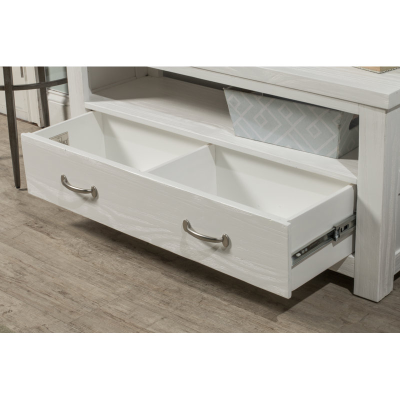 Banc de rangement en bois massif Mateo, Blanc