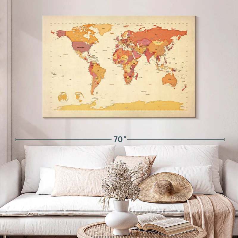 Carte politique du monde I, H 34 po x l 51 po