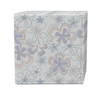 Floral Cotton Twill Dining Linen Set - Set of 4