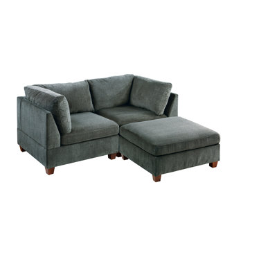 Modular - 3Pc, Gray: Warm Chenille Fabric Chairs & , Wood Construction Gray 3Pc : Soft Seating With Frame
