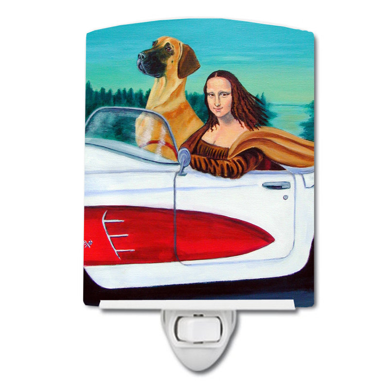 Great Dane with Mona Lisa Ceramic Night Light