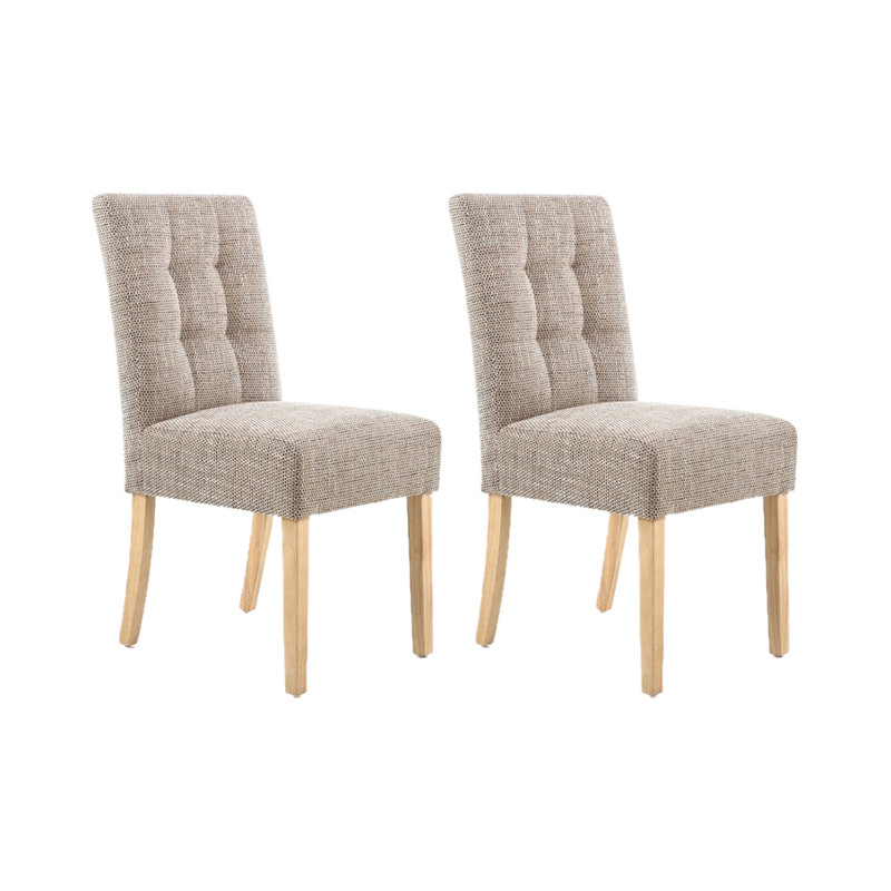 Richland 49cm H Tufted Polyester Blend Upholstered Side Chair, Natural, Oatmeal Tweed Effect