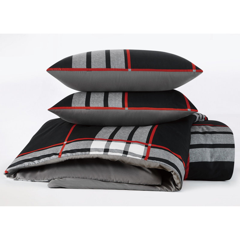 Truly Soft Danbury Plaid Microfiber Duvet Sets, King Duvet Cover + 2 King Shams