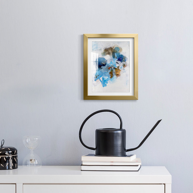 Misty Blue I -Framed Print, Gold