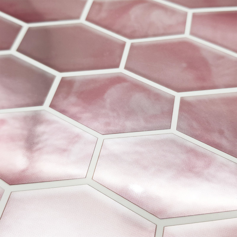 Carrelage mosaïque auto-adhésif en aluminium 34 po x 110 po, Rose