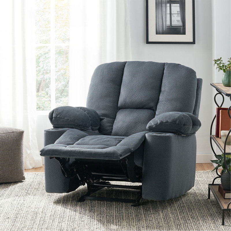 Fason Upholstered Recliner, Silver