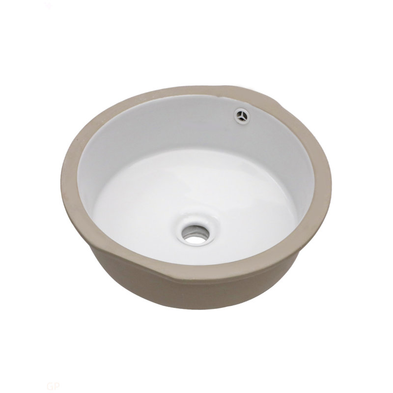 Lavabo de salle de bain rond en céramique blanc encastré avec trop-plein 15,75 "x 15,75" (lavabo seulement)