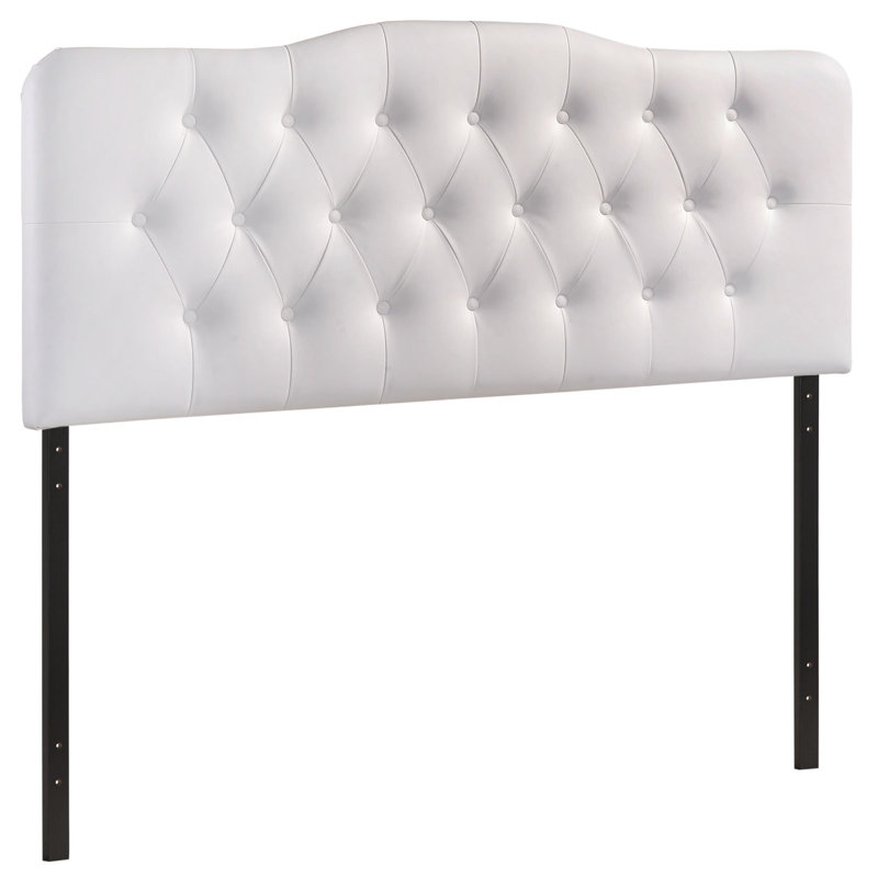 Annabel White Faux Leather Queen Tufted Headboard