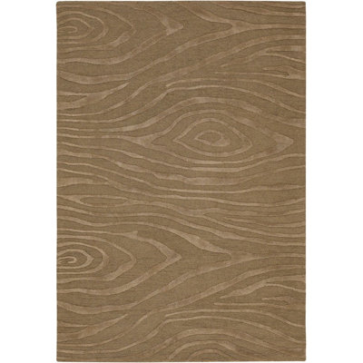 Tapis brun en laine touffeté à la main Abstract