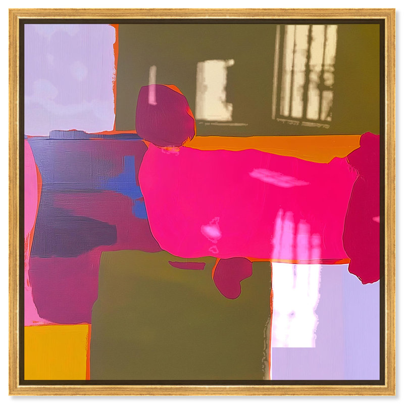 Oliver Gal California Echo I Abstract - Hand-Applied Glass Coat Framed Canvas Art, Gold, 30" H x 30" W