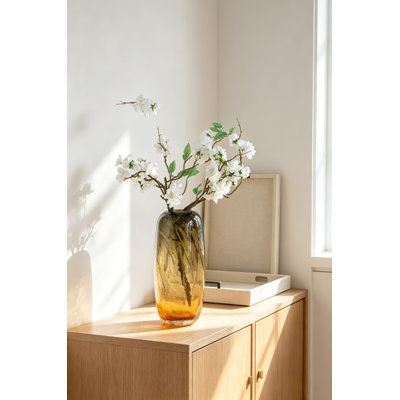 Vase en verre 5,5x5,5x13,4 "avec ambre et gris dégradé