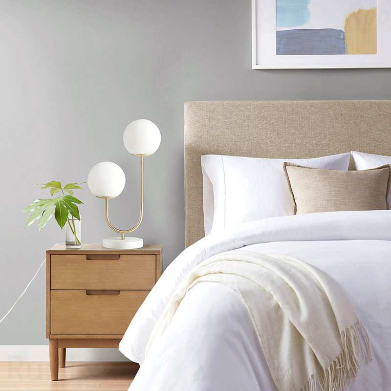 Table Lamp - Metal Frame, 2-Light Globe Design