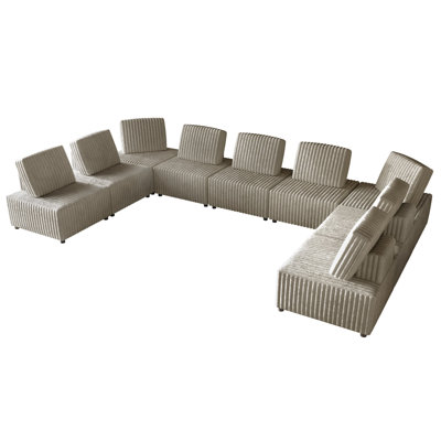 Ensemble de fauteuil modulaire et d'angle en velours beige