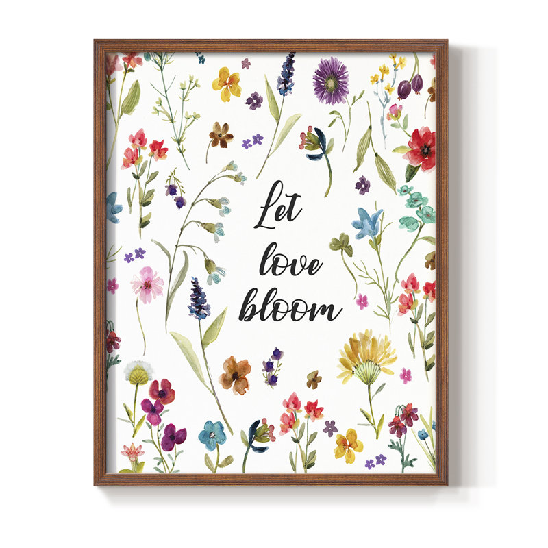 Let Love Bloom, reproduction encadrée - bois massif, H 30 po x l 24 po, Noyer