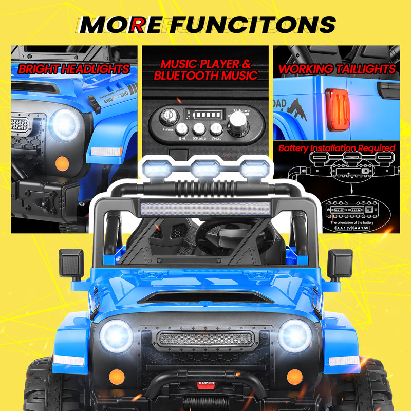 Blue 24V 4WD Kids SUV with Remote Control and Bluetooth