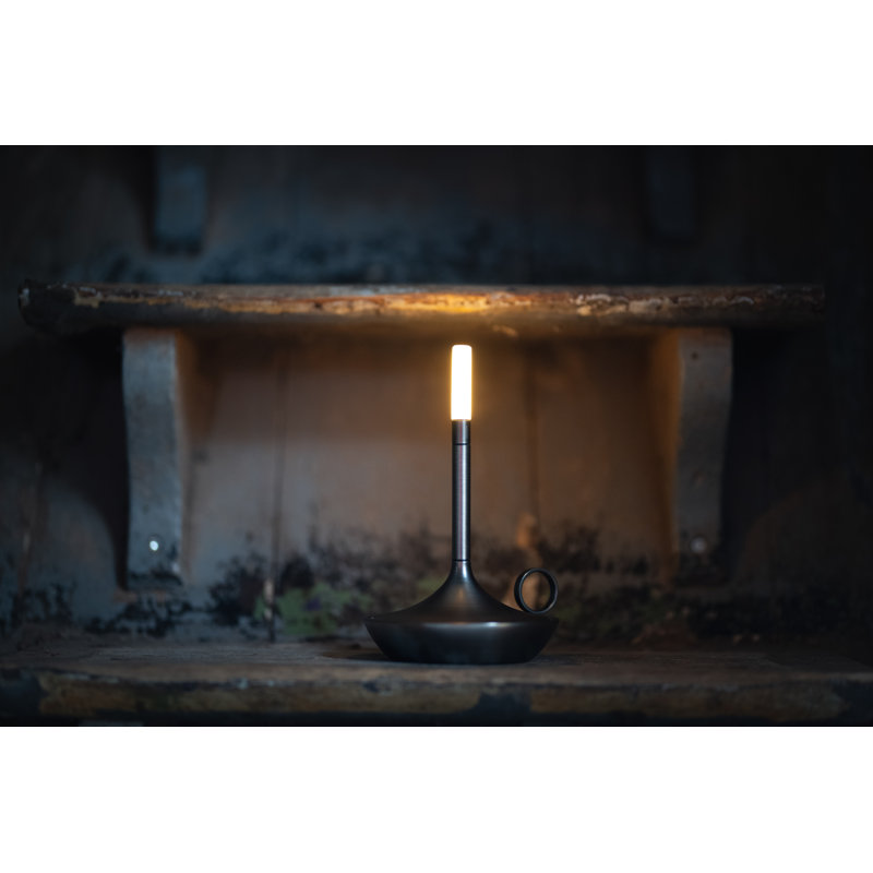Candle-Inspired Portable Rechargeable Lamp - Wick, 6.5" H x 4.7" W x 4.7" D, Graphite