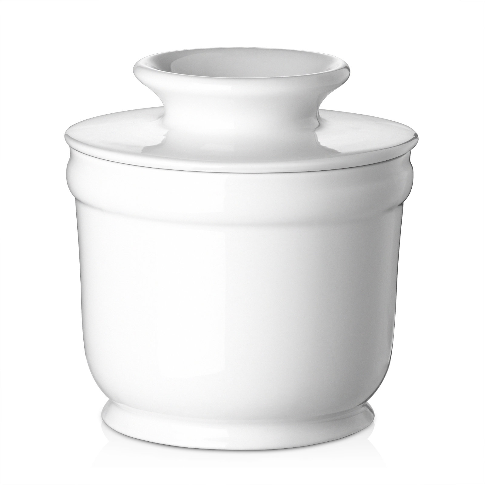 Pavlleen Beurrier En Porcelaine,Beurrier à Glaçage Réactif,Boîte à Beurre Avec Ligne D'Eau,Pot à Beurre Français Avec Couvercle,pour Beurre Frais à Tartiner,conserver Le Beurre Frais (Blanc