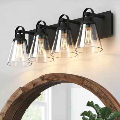 4-light Modern Bathroom Vanity Light With Clear Glass Shades,e26 Socket (bulbs Not Included)