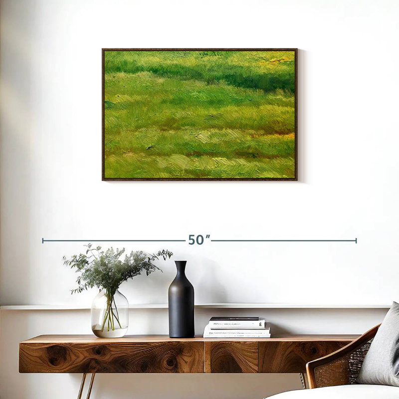 Green Fields, 31" X 21", Floating Frame Walnut