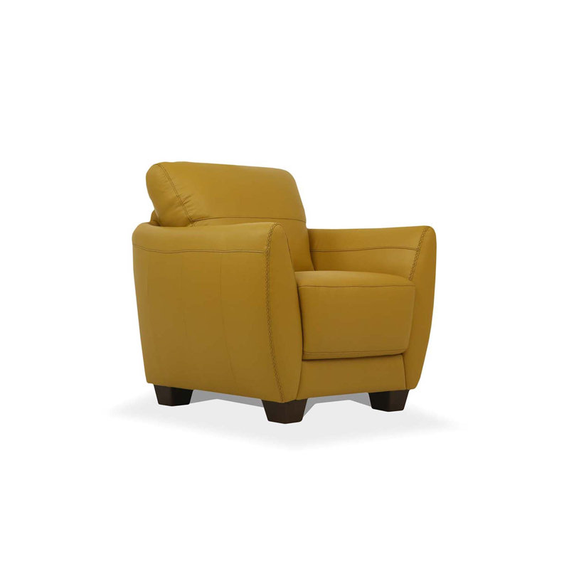 Doud Leather Armchair, Mustard Genuine Leather