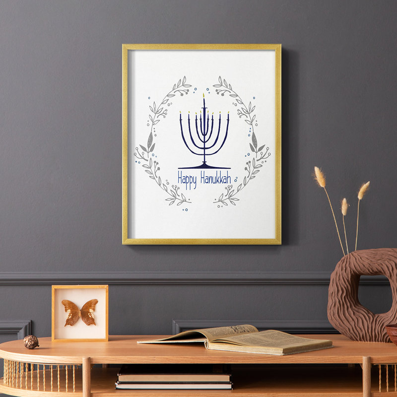 «Happy Hanukkah II», reproduction encadrée - bois massif, H 10 po x l 8 po