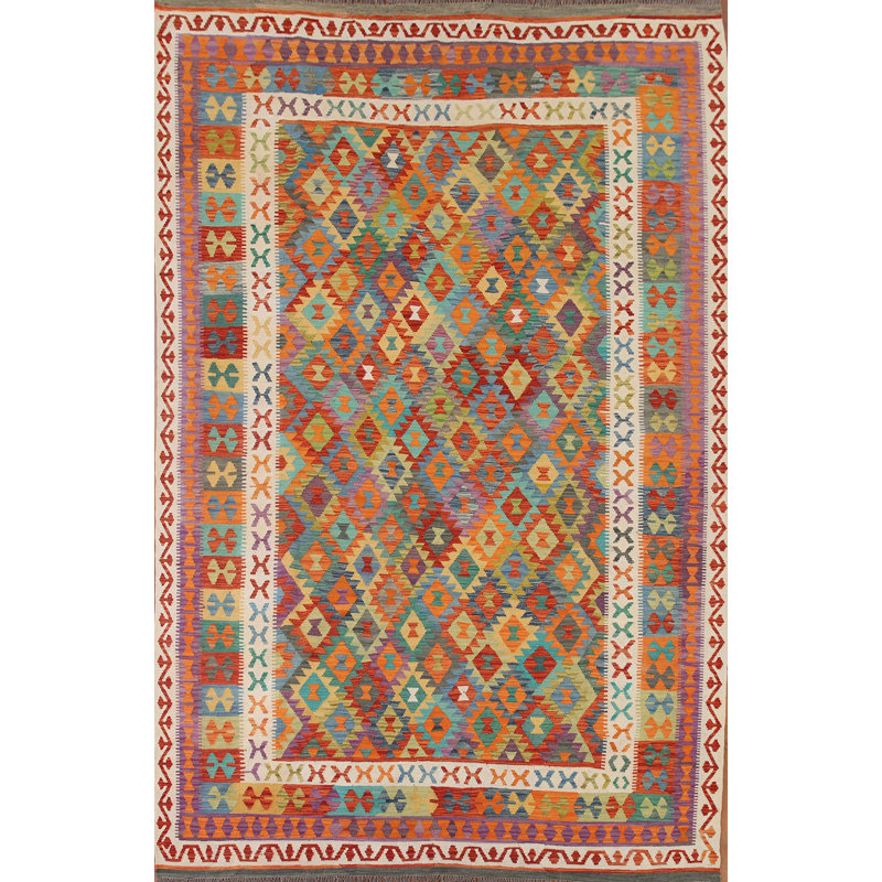 Tapis oriental coloré Kilim 8 x 11