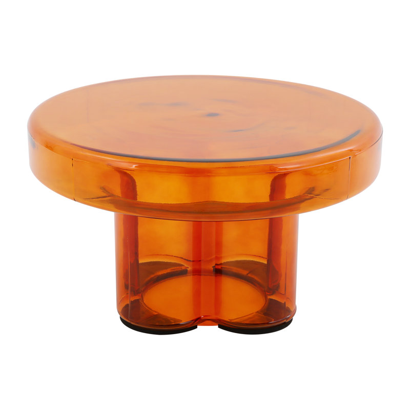 Round Glass Side Table, Orange