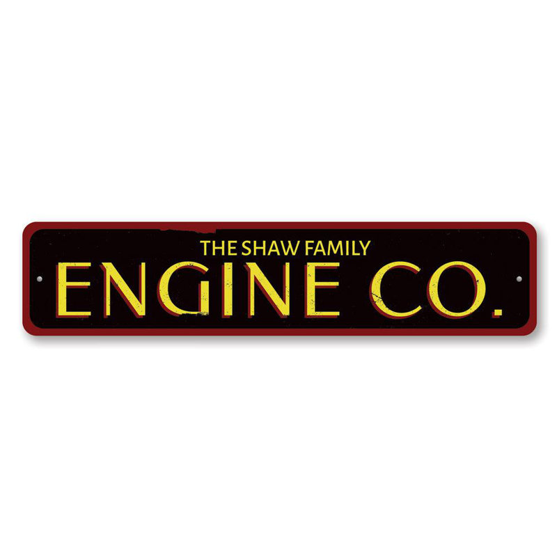 Enseigne en aluminium Engine Company, H 4 po x l 18 po x P 0,04 po