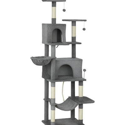 79.5" Tall Cat Tree Offering Multiple Platforms And Cozy Condos For Happy Kitties, Scratching Posts To Furniture, - Tip Strap , Dark Gray Shade Beds Cats, Scratch Save With Feature,