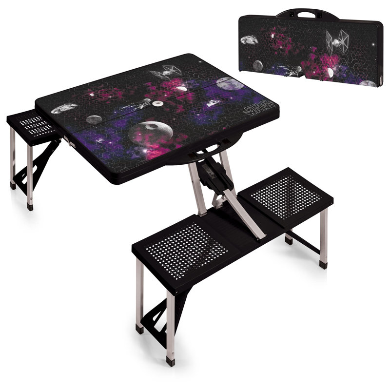 NBA Rectangular Metal Folding Outdoor Camping Table With Umbrella Hole , 53'' in. W 33.75'' in. D