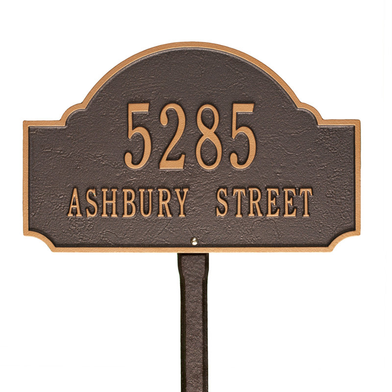 Fitzwilliams 2-Line Lawn Address Sign, Antique Copper, Yes