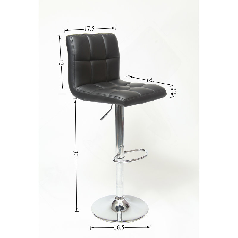 Tabouret de bar pivotant réglable en similicuir, ensemble de 2, Noir
