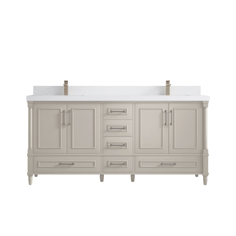 Meuble-lavabo double 72 po avec comptoir Aberdeen, Blanc