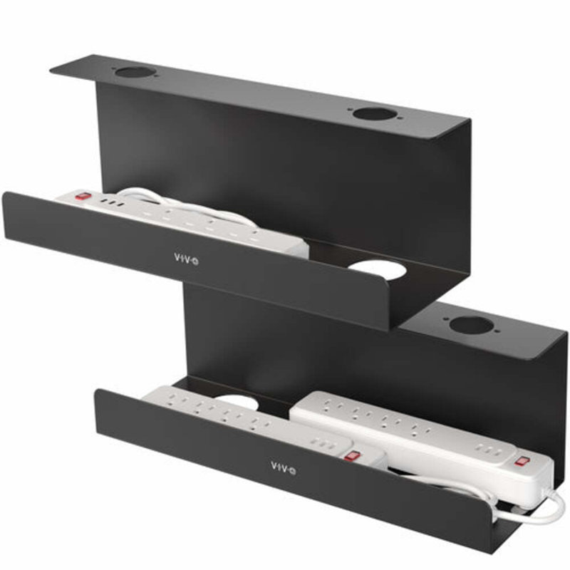 Vivo Black Extra Deep Under Desk Cable Management Trays
