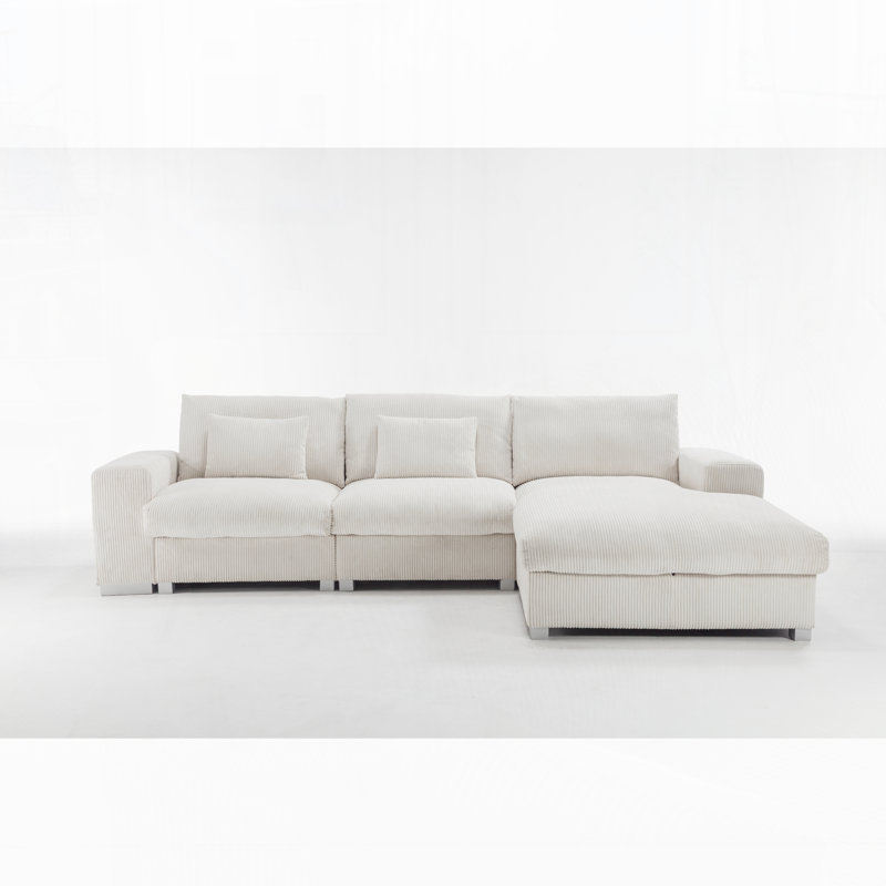 Canapé modulaire en L, Polyester blanc