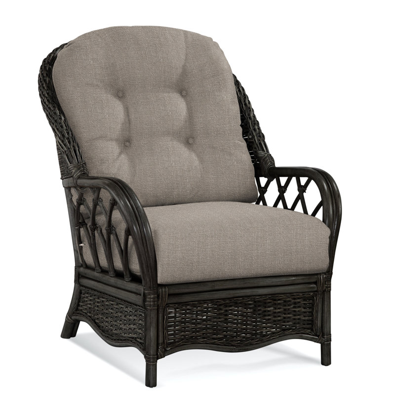 Chaise avec accoudoirs en rotin Everglade, Performance de Crypton en pierre; 0884-83, Noir antique