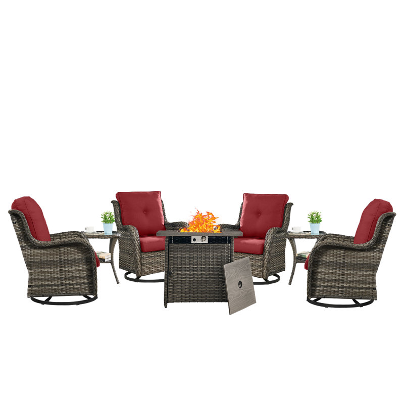 Ensemble de conversation d'extérieur pour 4 personnes Carolina, Rouge