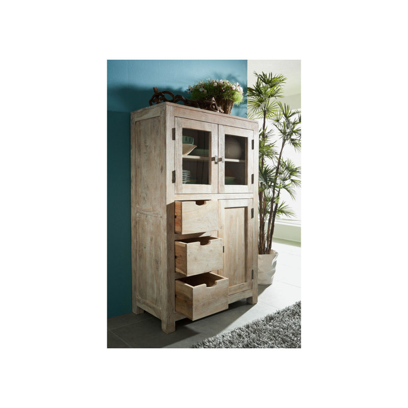 Solid Wood 90 cm W Display Cabinet