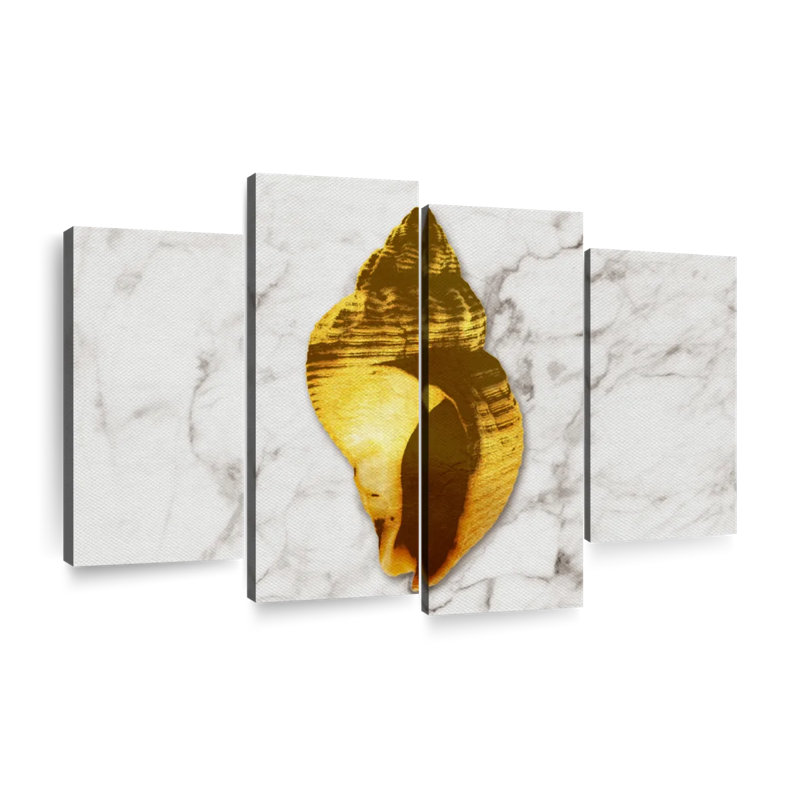 «Shell On Marble», ensemble de 4 reproductions sur toile par Anna LuxArt, H 22 po x l 36 po x P 1 po