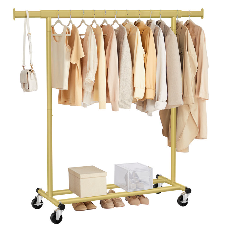 Ahmoni 132cm Rolling Clothing Rack, Gold