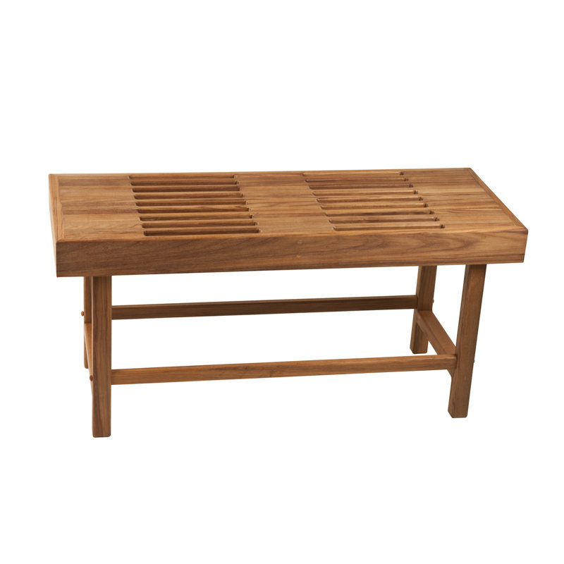 18" X 38" Brown Teak Rectangular Shower Bench