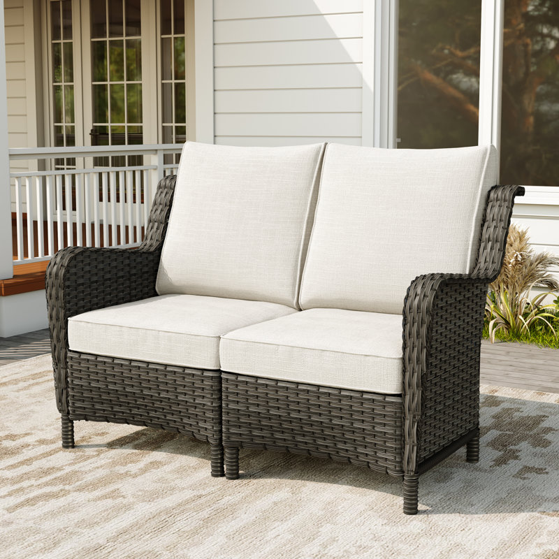 Ensemble de conversation d'extérieur 2 personnes avec coussins Mapleview, Beige, Gris