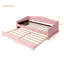 Lit de jour rose accrocheur avec lit gigogne coulissant et chariot à énergie double rembourré molleton-2147278086-2147278080