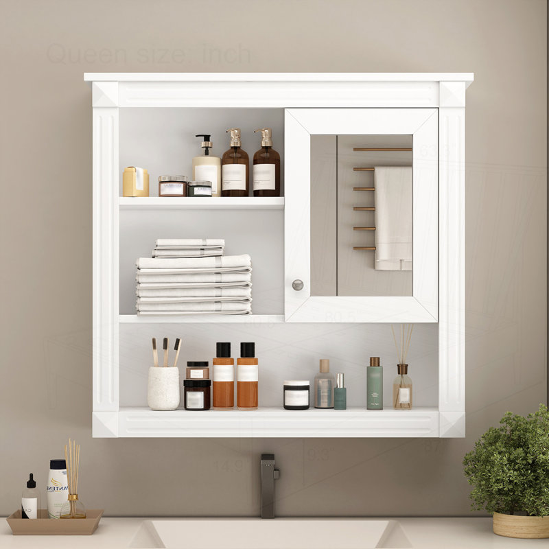 Armoire murale de salle de bain 32 "avec miroir, Blanc