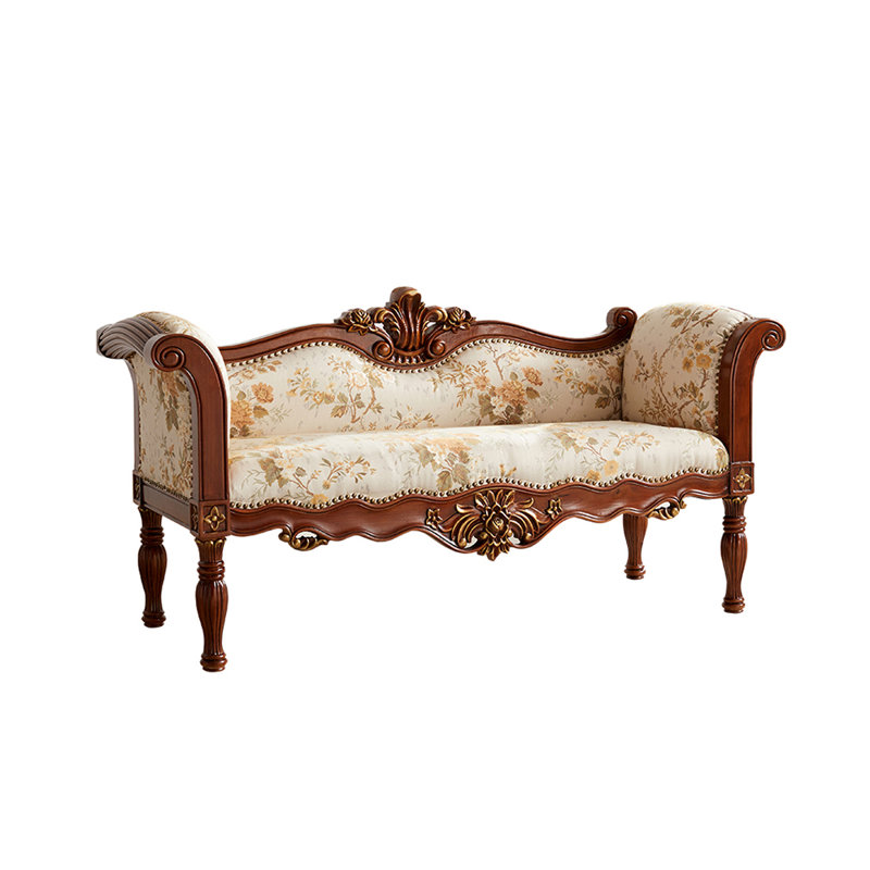 Banc de rangement en bois massif de style européen