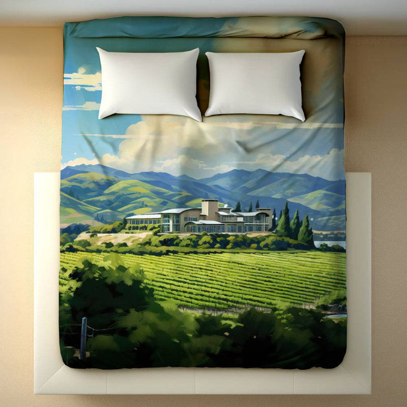 Polyester Sateen Duvet Cover, King Duvet, Blue Peaceful Day